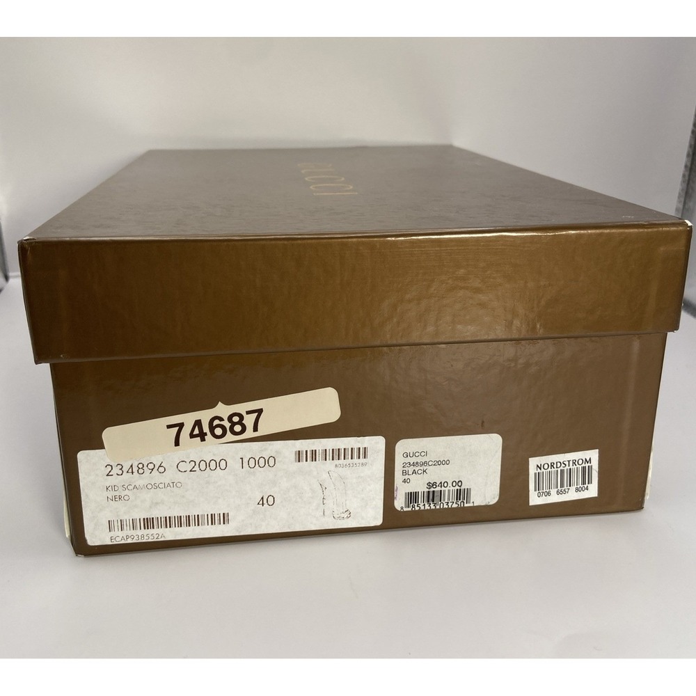 Gucci Black Suede Heels Peep Toe Women EU 40 Formal Stiletto Pumps - Picture 13 of 14